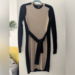 Club Monaco Tan and Black Sweater Dress with Tie